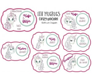 Stickserie ITH - Crazy Unicorn Mug Rugs